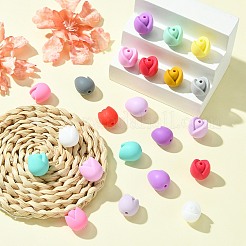 30 個 15 スタイルのシリコーンビーズ  チューリップの花  ミックスカラー  15~16.5x15~17x14~15mm  穴：2~2.5mm  2個/スタイル&nbsp;SIL-CJ0002-59
