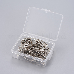 アイアン製安全ピン  プラチナ  37.5x8.5x2.5mm  約60個/箱&nbsp;LS-IFIN-WH0051-25A