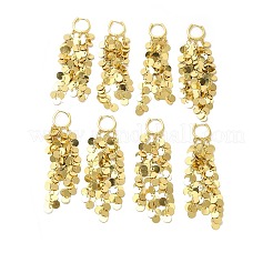 Rack Plating Brass Flat Round Tassel Dangle Hoop Earrings&nbsp;EJEW-E270-18G