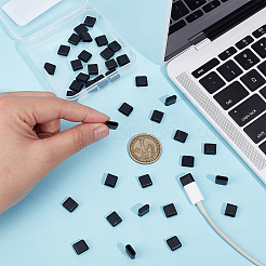 シリコン製モバイル防塵プラグ50個  長方形  ブラック  8x9.5x3.5mm&nbsp;DIY-OC0014-29