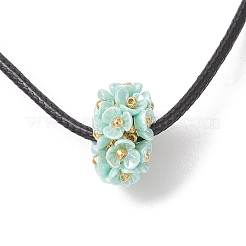 樹脂模造パールビーズ  花  ガラスシードビーズ付き  アクアマリン  19.5~20x11mm  穴：5~5.5mm&nbsp;PALLOY-MZ01261-03