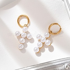304 Stainless Steel Plastic Pearl Dangle Earrings&nbsp;EJEW-U044-01G