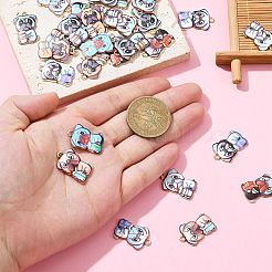 30本プリントアロイペンダント  本を読んで、お酒を飲んで  犬  ライトゴールド  ミックスカラー  22.5x15x1.5mm  穴：1.6mm&nbsp;ENAM-CJ0005-58