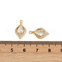 真鍮マイクロパヴェクリアキュービックジルコニアペンダント  葉  長持ちメッキ  ニッケルフリー  葉  16.5x9.5x3mm  穴：1.2mm&nbsp;KK-B137-20G-01