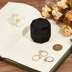 ベルベット カバー プラスチック カップル リング ボックス  結婚指輪のギフトケース  八角形  ブラック  5.1x5.1x5cm&nbsp;VBOX-WH20001-02B