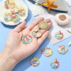 12Pcs 6 Styles Alloy Enamel Pendants&nbsp;ENAM-YW0005-31