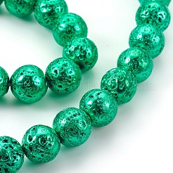 Electroplated Natural Lava Rock Bead Strands&nbsp;G-E511-01B-8mm