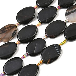 天然石瑪瑙ビーズ連売り  染め  スムーズドロップ  ブラック  30x20~22x6mm  穴：2mm  約11個/連  14.2インチ&nbsp;G-P192-16