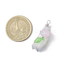 Electroplated Raw Natural Quartz Crystal Teardrop Copper Wire Wrapped Pendants&nbsp;PALLOY-JF03842-03