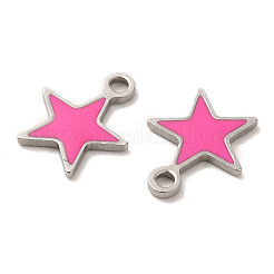 304ステンレススチールエナメルペンダント  星のチャーム  ステンレス鋼色  12x10x1mm  穴：1.6mm&nbsp;LS-STAS-M308-13P-02