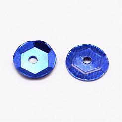 プラスチックスパンコールビーズ  半カップ状のスパンコールビーズ  中ハート孔  ブルー  6~7x0.5mm  穴：1mm  約35000個/ポンド&nbsp;PVC-A001-6mm-06