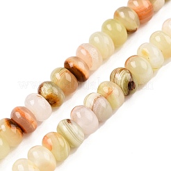 天然の金色のシルク翡翠ビーズ連売り  ロンデル  8x5mm  穴：1mm  約38個/連  7.87''（20センチメートル）&nbsp;G-T138-77