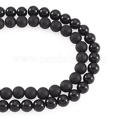 2 Strands 2 Styles Natural Black Onyx(Dyed & Heated) Beads Strands&nbsp;G-TA0003-52-8mm