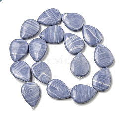 合成ブルーレースアゲートビーズ連売り  ティアドルプ  25x18~19x5mm  穴：1mm  約16個/連  15.75''（40センチメートル）&nbsp;G-B071-G02-01