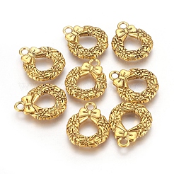 Tibetan Style Alloy Christmas Wreath Pendants&nbsp;TIBEP-GC153-AG-RS