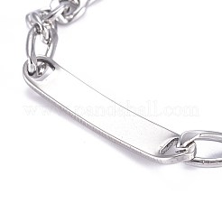 667 Stainless Steel Figaro Chain ID Bracelets&nbsp;BJEW-G631-05P-1
