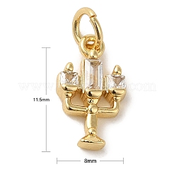 真鍮マイクロパヴェクリアキュービックジルコニアペンダント  ろうそく  18KGP本金メッキ  13.5x8x2.6mm  穴：3.2mm&nbsp;X-KK-R162-023G