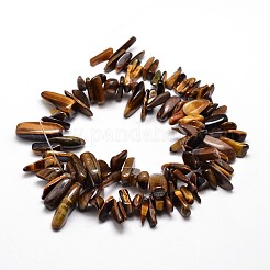 天然タイガーアイナゲットビーズ連売り  8~30x5~12mm  穴：1mm  約15.3インチ〜15.7インチ&nbsp;LS-G-E271-38