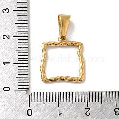 PVD真空メッキ304ステンレスペンダント  スクエアチャーム  ゴールドカラー  17x15.5x1.5mm  穴：3x8mm&nbsp;STAS-B053-07G