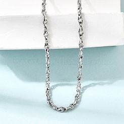 3mm 304ステンレススチール製ツイストオーバルリンクチェーンネックレス（男女兼用）  変色なし  ステンレス鋼色  16.85インチ（42.8cm）  リンク：5.5~6x3x1.5mm&nbsp;SA-CBAB767-18A-P