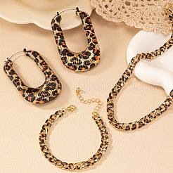 Fashionable Leopard Print  Alloy Chain Bracelets & U Shape Earrings & Chain Necklaces Sets&nbsp;FS-WG89FAF-01