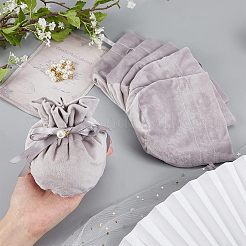 Velvet Jewelry Bags with Drawstring & Plastic Imitation Pearl&nbsp;TP-NB0001-20D