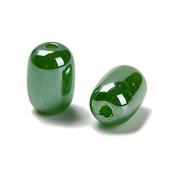 不透明なガラスビーズ  オーバル  グリーン  9x6mm  穴：1.5mm  825個/ポンド&nbsp;GLAA-Z012-01E