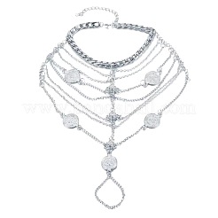 Alloy Disc Tassel Multi-Layered Chain Toe Ring Anklets for Women&nbsp;FS-WG9630E-02