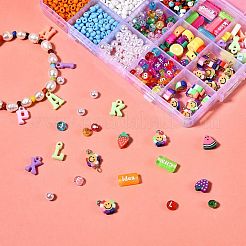 DIYジュエリー作りのための995個のビーズとチャームとリンクキット  アクリルビーズ＆ペンダントを含む  ポリマークレイビーズ＆リンク＆チャーム  ABSプラスチック＆ガラスシードビーズ  ミックスカラー  約995個/セット&nbsp;DIY-SZC0005-69