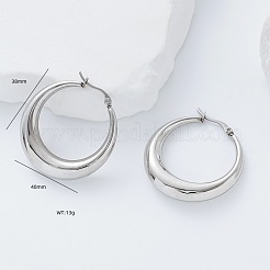 304ステンレススチールフープピアス  リング形状  ステンレス鋼色  38x40mm&nbsp;HU3505