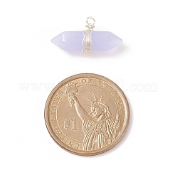 蓄光ガラスチャーム  シルバートーンの銅線を巻いた  弾丸  銀  11x23x7mm  穴：1.6mm&nbsp;PALLOY-JF01802-02
