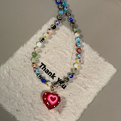 Bohemian Glass Heart Pendant Necklaces for Women&nbsp;FS-WG4E31E-01