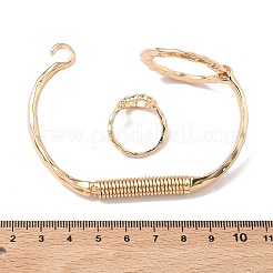 Ring Braaa Hammered Cuff Bangle & Ring Sets&nbsp;SJEW-C008-01KCG