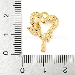透明なキュービックジルコニアペンダント付き真鍮  ハート  18KGP本金メッキ  20x15x4mm  穴：1.8mm&nbsp;KK-G508-01A-G