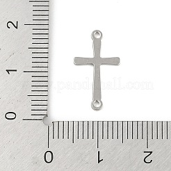 変色しない201ステンレススチールコネクタチャーム  宗教クロスリンク  ステンレス鋼色  17x10x1mm  穴：1mm&nbsp;STAS-C108-56P