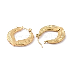 イオンプレーティング（IP）304ステンレススチールダブルリーフラップフープピアス（女性用）  ゴールドカラー  23.5x22x2mm  ピン：0.8mm&nbsp;X-EJEW-G293-23G