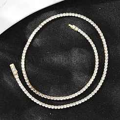 925 Sterling Silver Pave Crystal Cubic Zirconia Tennis Necklaces for Women&nbsp;NJEW-C096-01B-G02