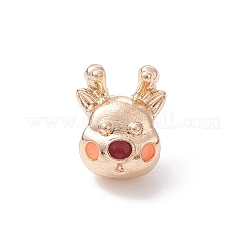 クリスマステーマ合金エナメルヨーロッパビーズ  大穴ビーズ  ライトゴールド  鹿  15x12x8.5mm  穴：4.5mm&nbsp;MPDL-Q213-08G