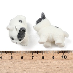 フロッキー樹脂ペンダント  犬  プラチナ鉄ループ付き  ホワイト  31.5x16.5x33.5mm  穴：2mm&nbsp;FIND-A052-07E