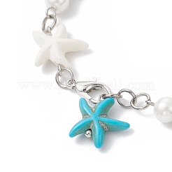 Synthetic Turquoise Starfish Link Bracelets for Women&nbsp;BJEW-JB12469-03