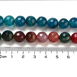 天然石瑪瑙ビーズ連売り  ラウンド  染め＆加熱  多面カット  ミックスカラー  10mm  穴：1mm  約37個/連  14.7インチ（37.5cm）&nbsp;G-G703-10mm-M