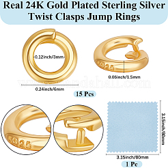 15Pcs 925 Sterling Silver Locking Jump Ring&nbsp;STER-BBC0008-14G