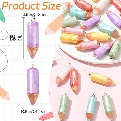 28個7色不透明樹脂ペンダント  クレヨン  金色の鉄のループで  ミックスカラー  35.5x10.5mm  穴：2.5mm  4個/カラー&nbsp;RESI-CJ0005-12