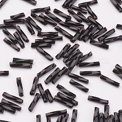 ガラスツイストビューグルビーズ  不透明色  ブラック  6x2mm  穴：0.5mm  約10000個/袋&nbsp;SEED-E002-6mm-849