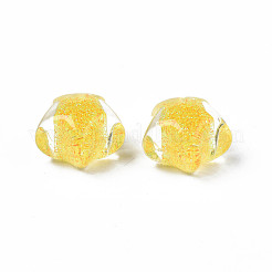 半透明のアクリルカボション  グリッターパウダー付き  スター  ゴールド  15.5x16.5x11mm&nbsp;X-TACR-N006-11H