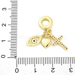 Brass Micro Pave Cubic Zirconia European Dangle Charms&nbsp;KK-D325-15G