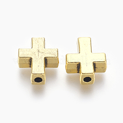 チベット風合金ビーズ  カドミウムフリー＆鉛フリー  クロス  アンティーク黄金  15x12x5mm  穴：2mm&nbsp;X-TIBEB-A134914-AG-LF