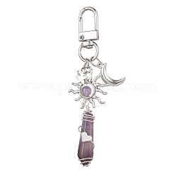 5Pcs Bullet Natural Lapis Lazuli & Green Aventurine & Amethyst & Quartz Crystal & Rose Quartz & Yellow Jade Pendant Decoration&nbsp;HJEW-JM03057