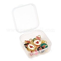 12Pcs 6 Style Golden Plated Brass with Jump Rings Enamel Pendants&nbsp;KK-LS0001-35