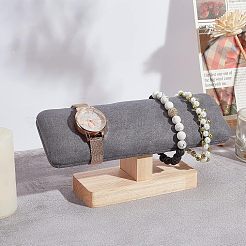 竹のどスエード T バー ブレスレット ディスプレイ スタンド  時計用ジュエリーオーガナイザーホルダー  ブレスレット  グレー  19.5x5x8.9cm&nbsp;BDIS-WH0002-07A